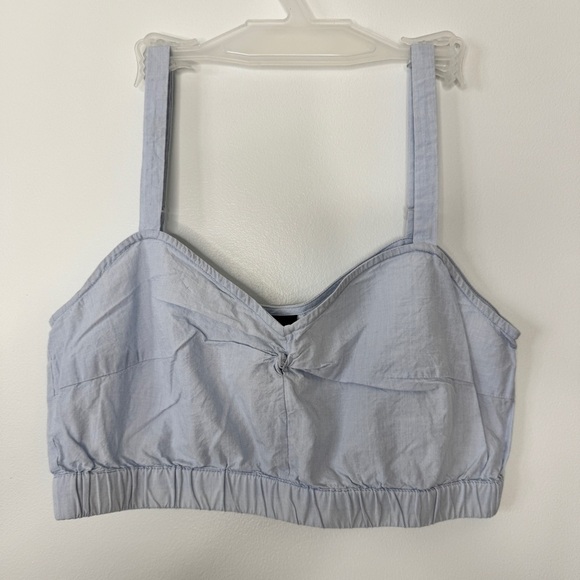 Samantha Pleet Crop Top Bralette Bra Tank Blue Chambray Sz XS - Picture 1 of 13